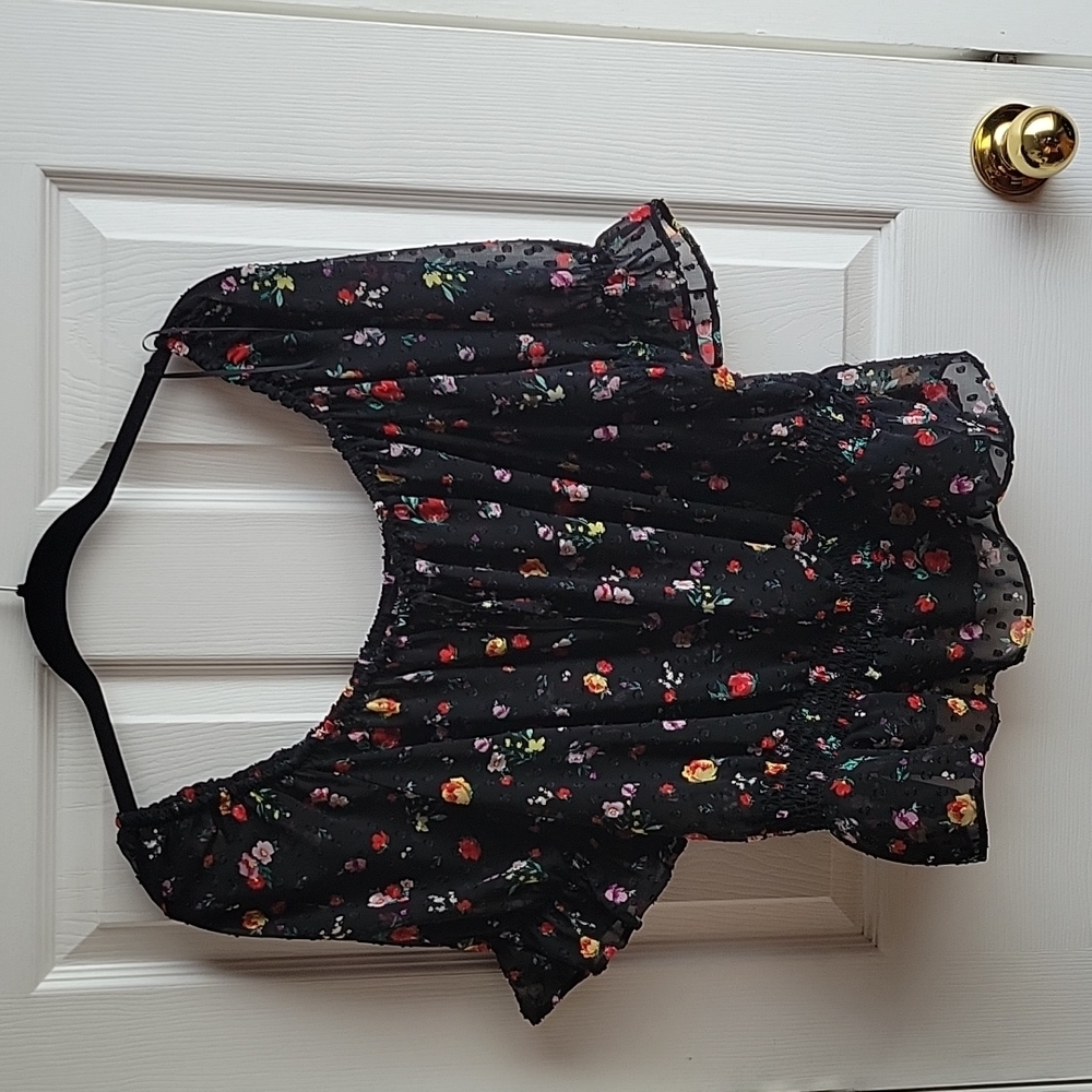 Banana Republic floral top with smocked waste